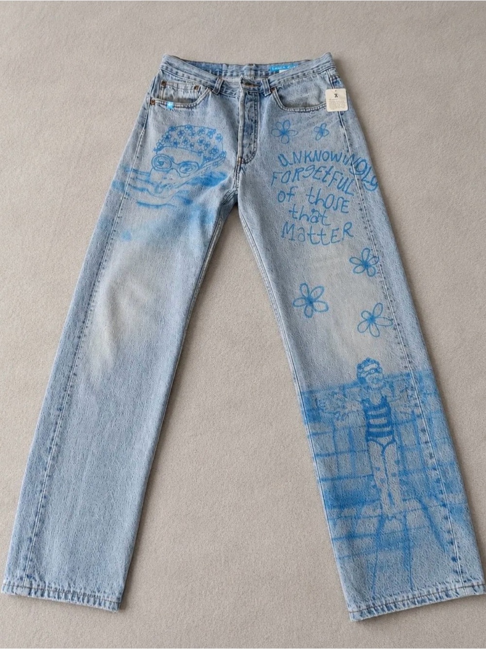 NWT Levis and Loyal Pup Custom Straight-Leg Jeans w/ Blue Graphic Print